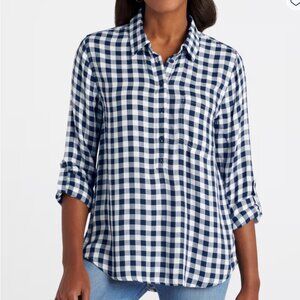 Cosmic Blue Love Kylie Classic Half Button Down Blouse